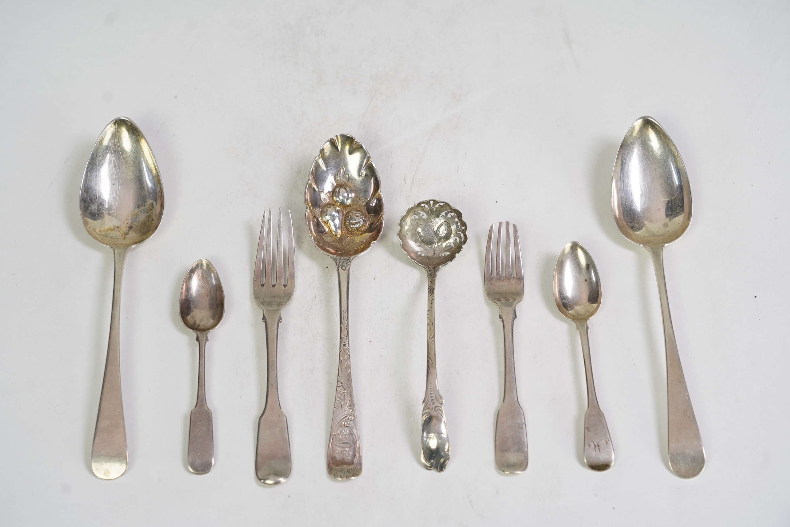 A pair of early 19th century Scottish provincial silver Old English pattern table spoons, by William Jamieson, Aberdeen, circa 1820